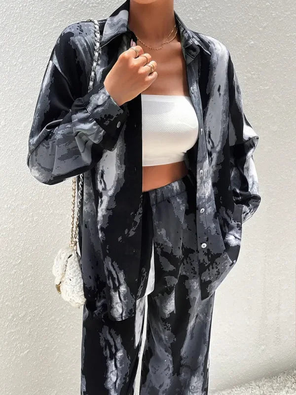 Stylish Women Abstract Print Two-Piece Set