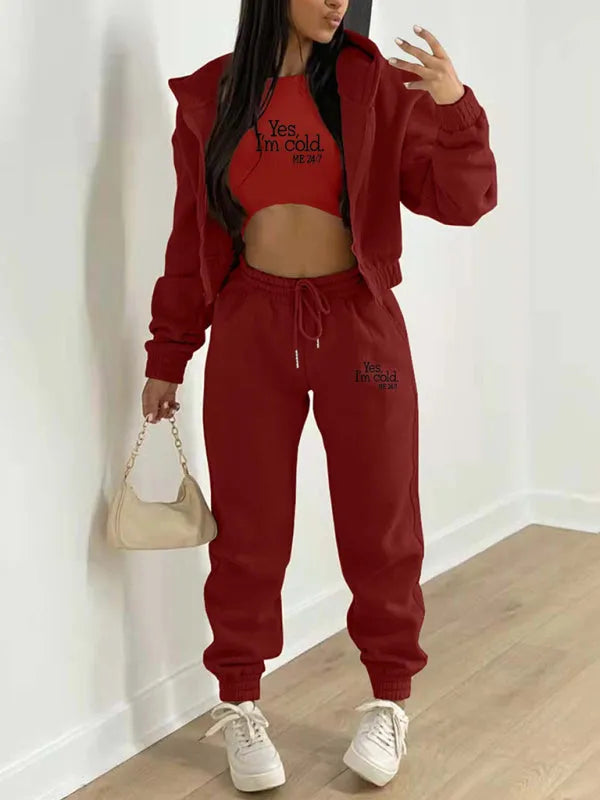 Stylish Women Casual Lettered Two-Piece Set - Casual Tracksuit Set - LeStyleParfait