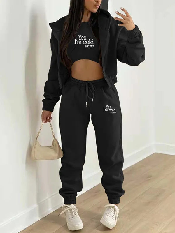 Stylish Women Casual Lettered Two-Piece Set - Casual Tracksuit Set - LeStyleParfait