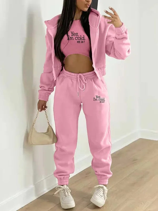 Stylish Women Casual Lettered Two-Piece Set - Casual Tracksuit Set - LeStyleParfait