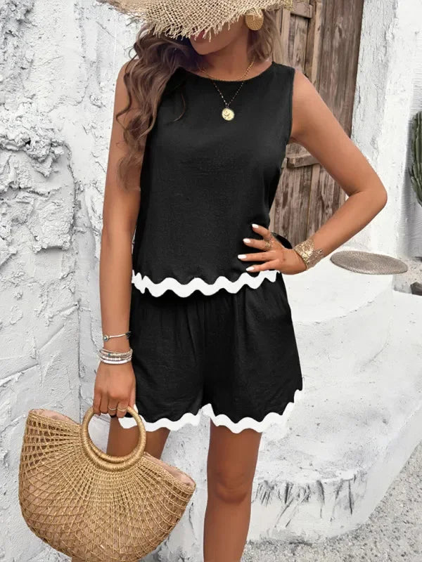 Stylish Women Casual Two-Piece Vest Shorts Set - Casual Shorts Set - LeStyleParfait