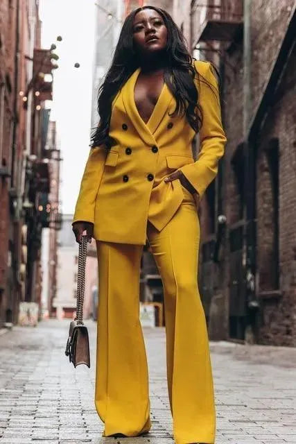 Women Perfectionist Mustard Pantsuit - Pantsuit - LeStyleParfait