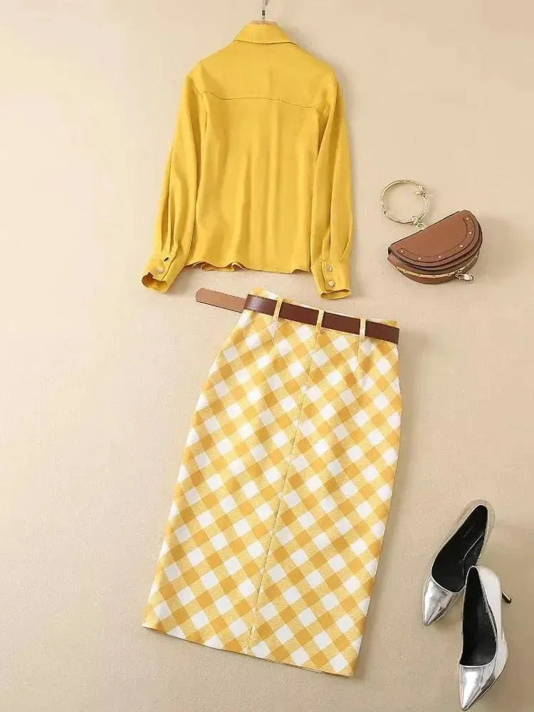 Stylish Women Gingham Skirt Set - Casual Skirt Set - LeStyleParfait
