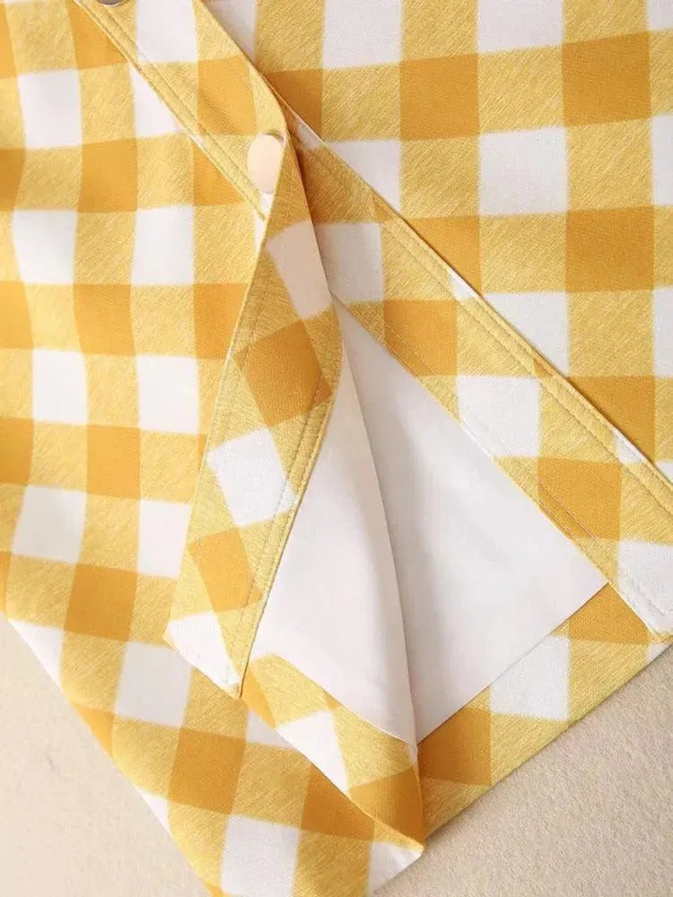 Stylish Women Gingham Skirt Set - Casual Skirt Set - LeStyleParfait