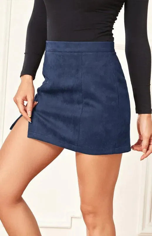 Suede High Waist A-Line Mini Skirt - A-Line Mini Skirt - LeStyleParfait