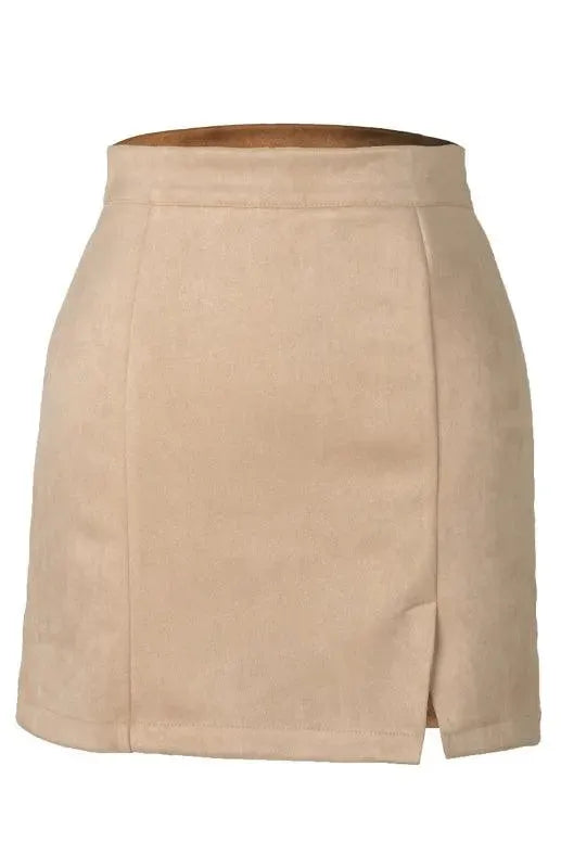 Suede High Waist A-Line Mini Skirt - A-Line Mini Skirt - LeStyleParfait