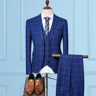 Suit Men's High quality Mens Suits Grid Stripe Suit Slim Fit Suit - Suit - LeStyleParfait Kenya