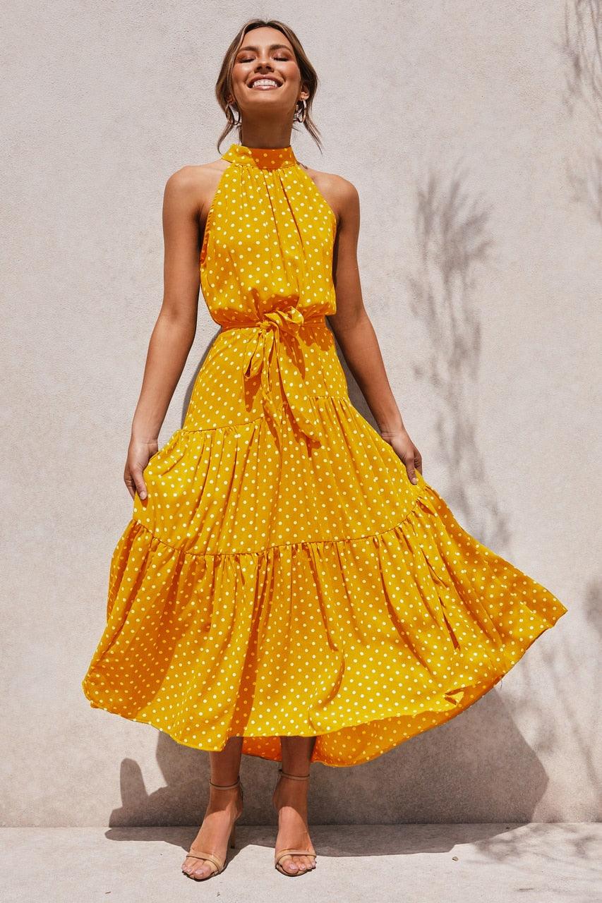 Summer Polka Dots Long Dress - Dress - LeStyleParfait Kenya
