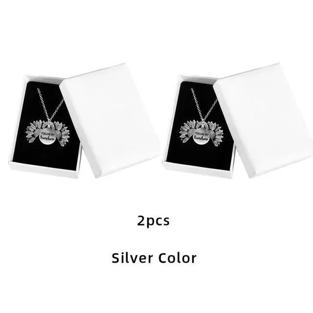 Sunflower Pendant Necklace - Engraved (You are my sunshine) - Pendant Necklace - LeStyleParfait