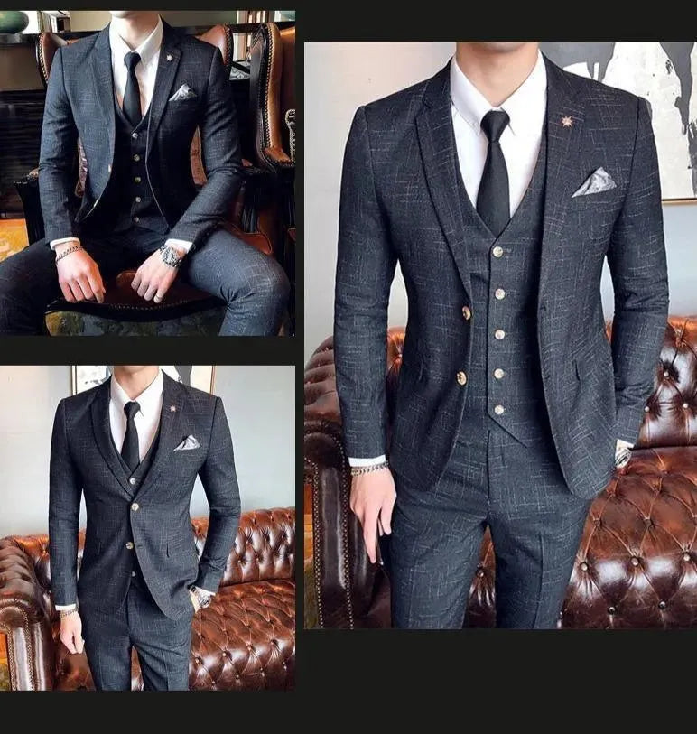 The Banker Three Piece Suit - Plaid Suit - LeStyleParfait