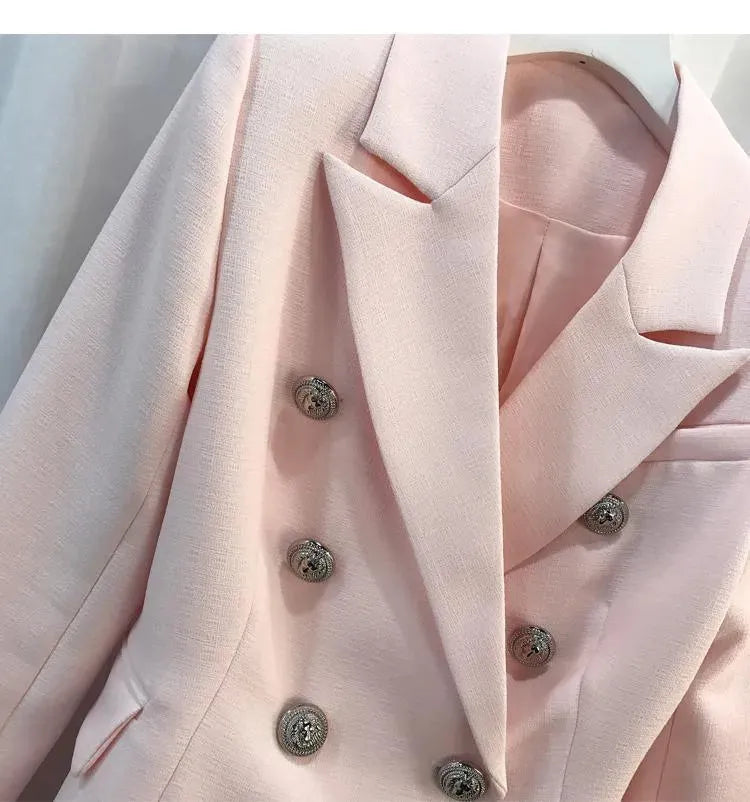 The Conscientiousness Pink Blazer Women - Formal-Business - Plain-Solid - Double-Breasted Blazer - LeStyleParfait
