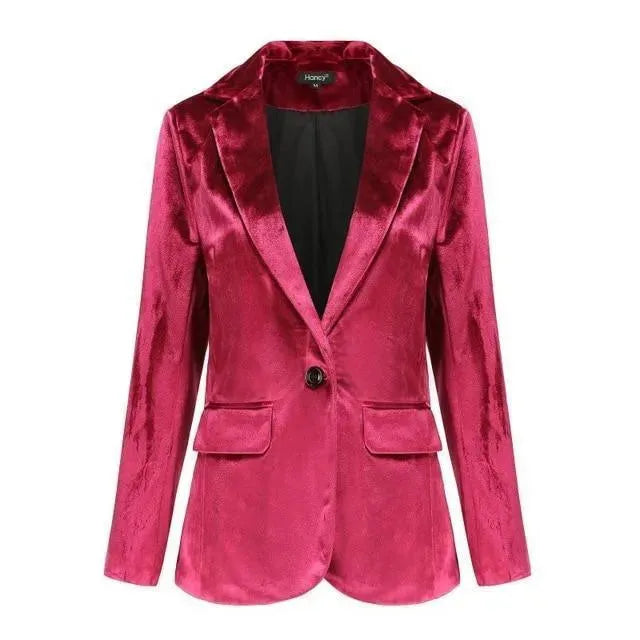 The Smooth Session Velvet Blazer Women - Casual - Plain-Solid - Velvet Blazer - LeStyleParfait