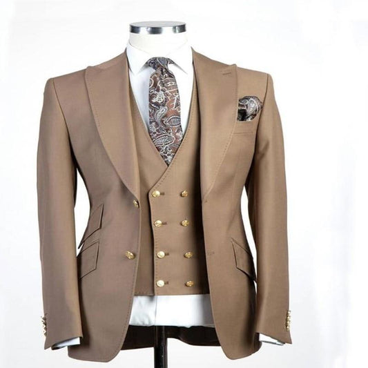 Three Piece Suit Men's Double Breast Vest Suit - Suit - LeStyleParfait Kenya