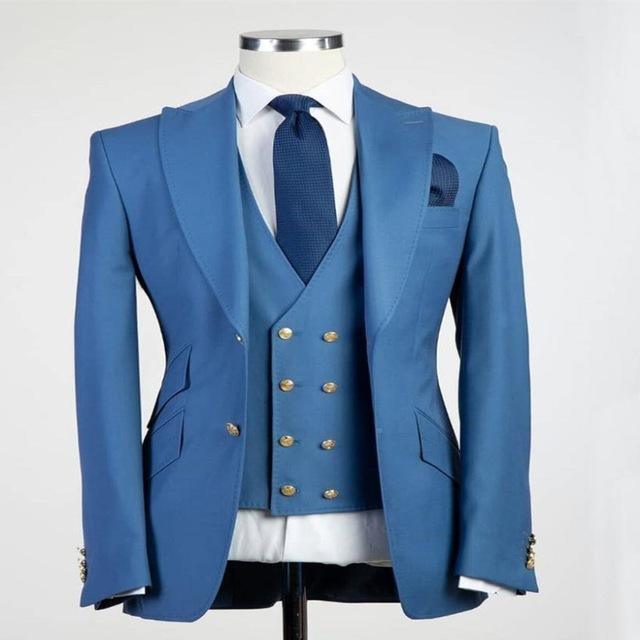 Three Piece Suit Men's Double Breast Vest Suit - Suit - LeStyleParfait Kenya