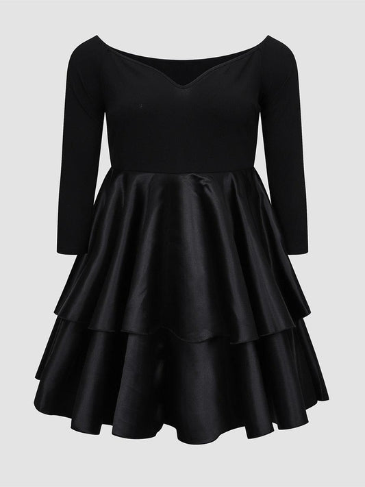 Tiered Black Plus Size Party Dress - Dress - LeStyleParfait Kenya