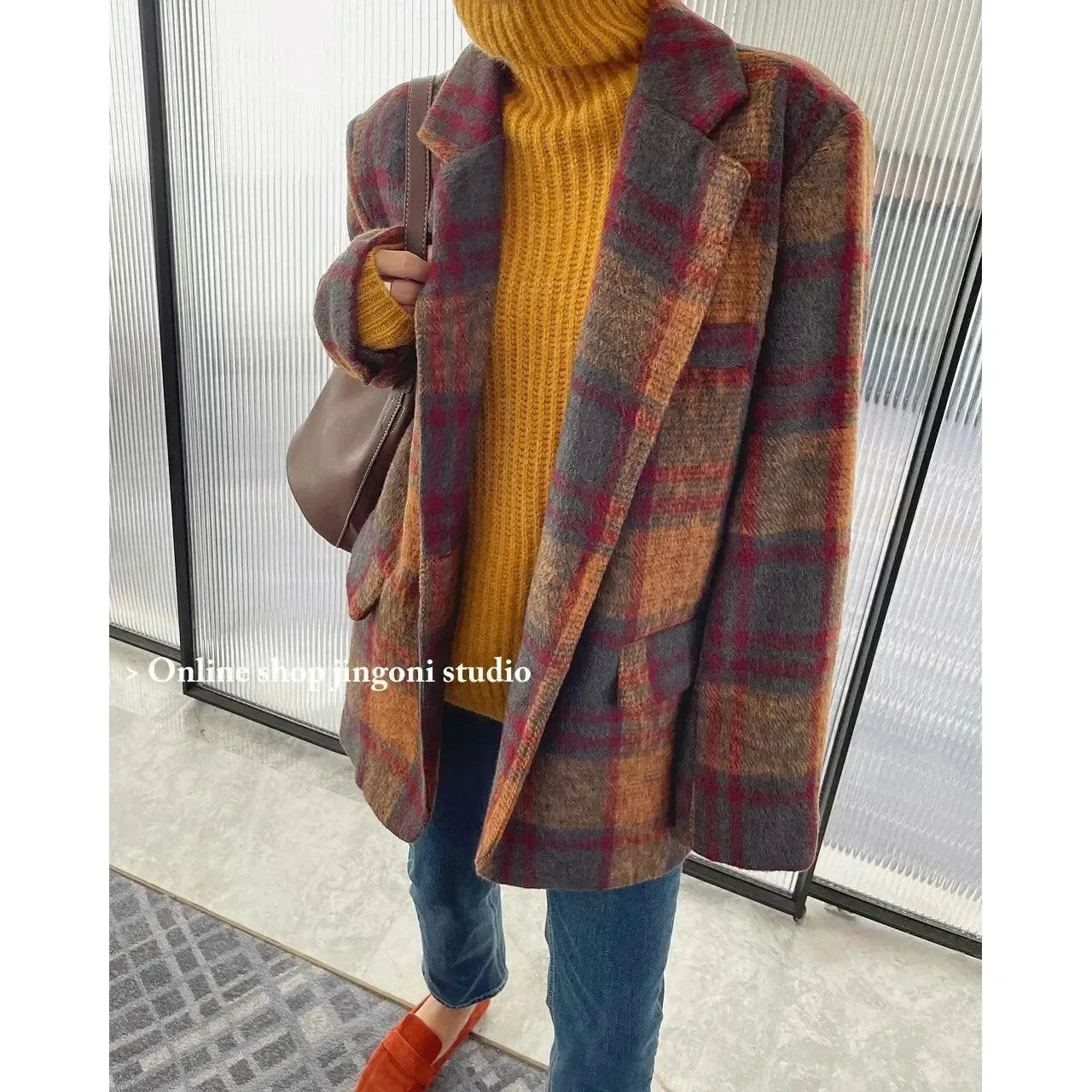 Trendy Plaid Loose Women Coat - Coat - LeStyleParfait