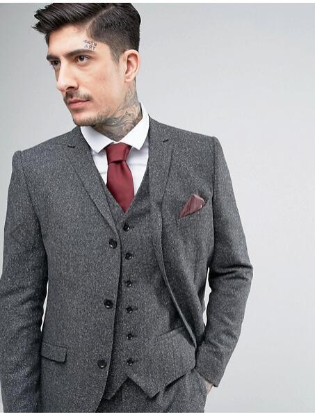 Tweed Suit Men's Plus Size 3-Piece Suit Grey - Suit - LeStyleParfait Kenya