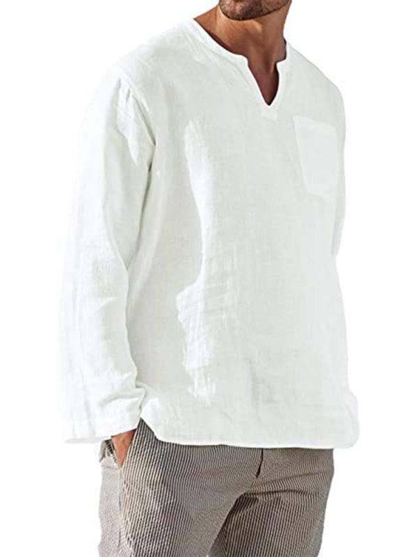 V-Neck Linen Shirt for Men - Shirt - LeStyleParfait Kenya