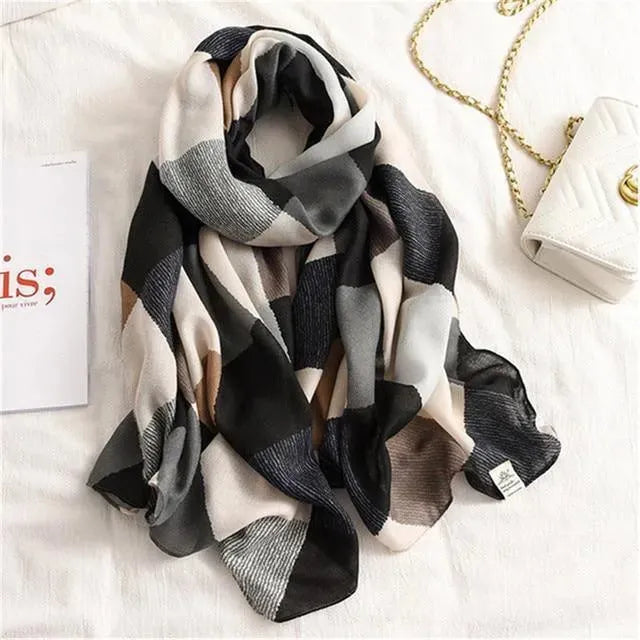 LeStyleParfait Women's Scarves & Shawls Stylish Wrap Scarf Printed Cotton -Scarf