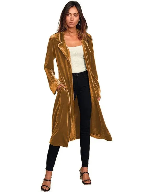 Velvet Long Blazer Women Coat - Velvet Coat - LeStyleParfait