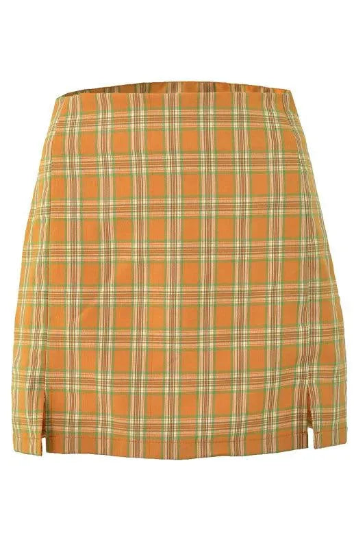 LeStyleParfait Women Skirts Ladies Sexy Mini Skirt Plaid Drawstring-Elastic Waist-Plaid Skirt