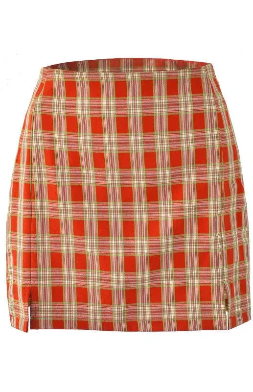 LeStyleParfait Women Skirts Ladies Sexy Mini Skirt Plaid Drawstring-Elastic Waist-Plaid Skirt