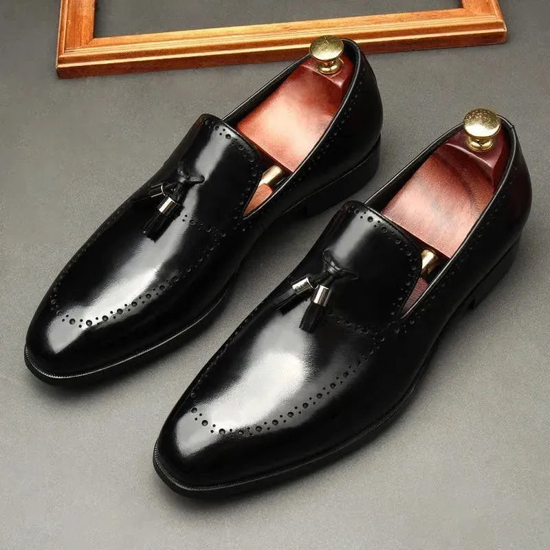 Vincenzo Patent Leather Tassel Loafer Shoes For Men - Loafer Shoes - LeStyleParfait