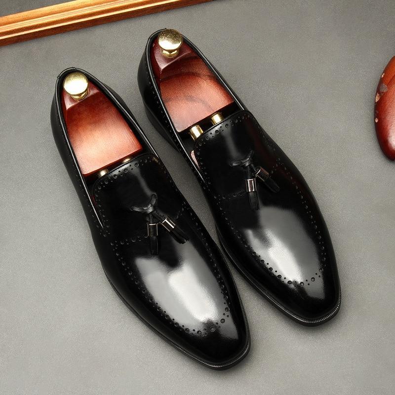 Vincenzo Patent Leather Tassel Loafer Shoes For Men