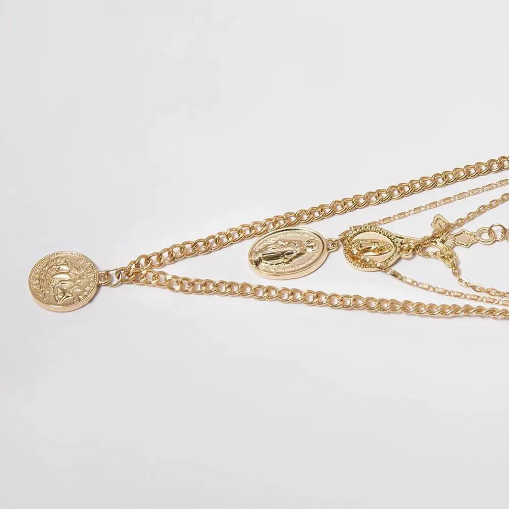 Virgin Mary and Cross Pendant Necklace - Pendant Necklace - LeStyleParfait