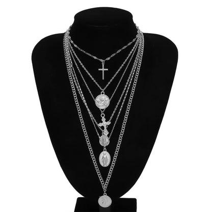 Virgin Mary and Cross Pendant Necklace - Women's Jewelry - Necklace - LeStyleParfait Kenya
