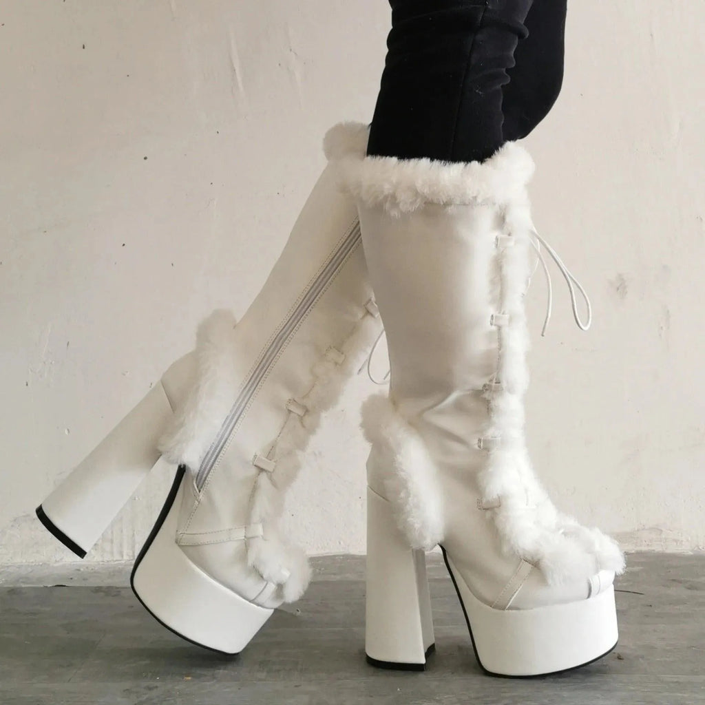 LeStyleParfait Shoes Women's Block Shoes PU Leather Boots-Boots
