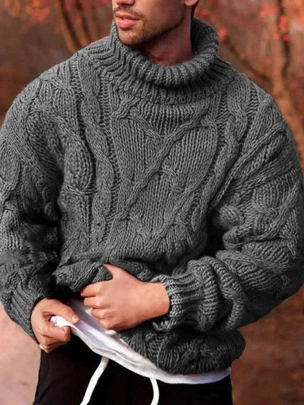 Warm Twist Thick Men Turtleneck Sweater - Pullover Sweater - LeStyleParfait