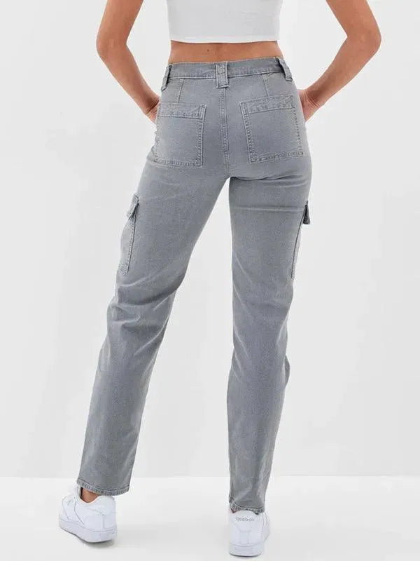 Washed Women Cargo Denim Jeans - Women Jeans - LeStyleParfait