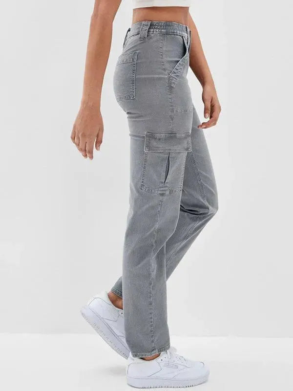 Washed Women Cargo Denim Jeans - Women Jeans - LeStyleParfait