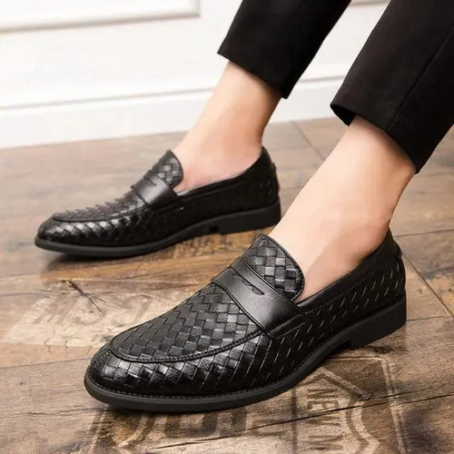 Weaved Penny Loafer Shoes For Men - Loafer Shoes - LeStyleParfait