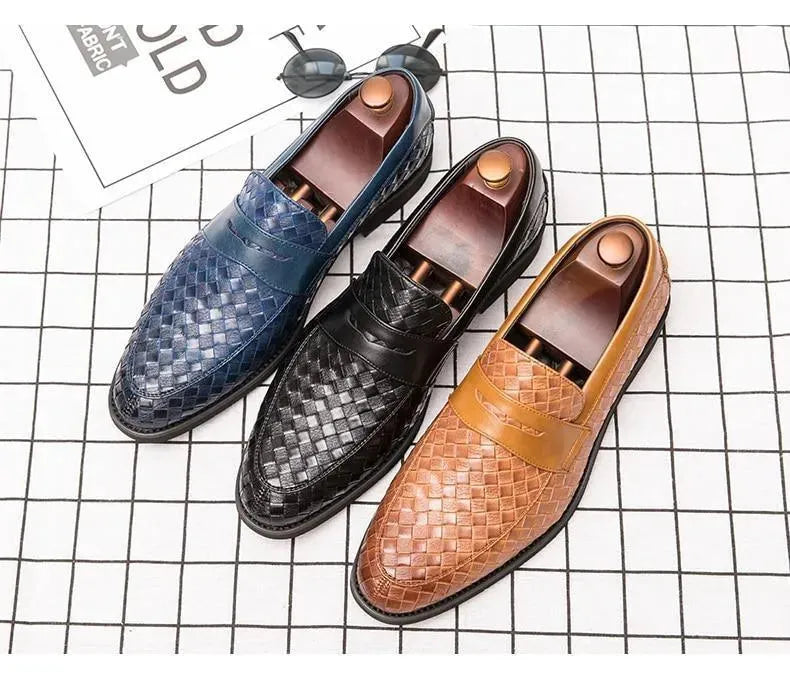 Weaved Penny Loafer Shoes For Men - Loafer Shoes - LeStyleParfait