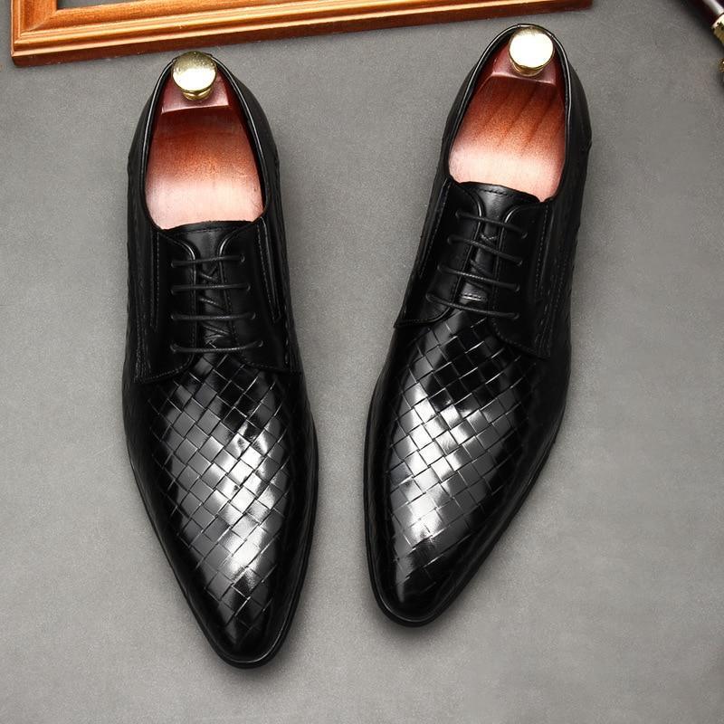 Weaved Style Oxfords Leather Shoes For Men - Shoes - LeStyleParfait Kenya