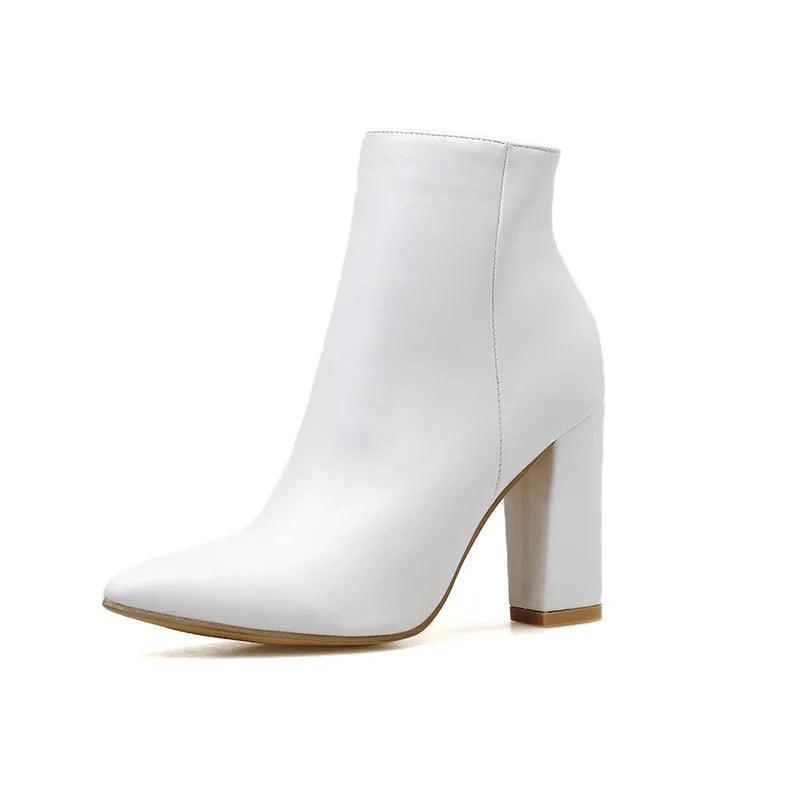 White Pointed Toe Women Ankle Boots - Ankle Boots - LeStyleParfait Kenya