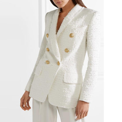 White Tweed Blazer For Women - Blazer - LeStyleParfait Kenya