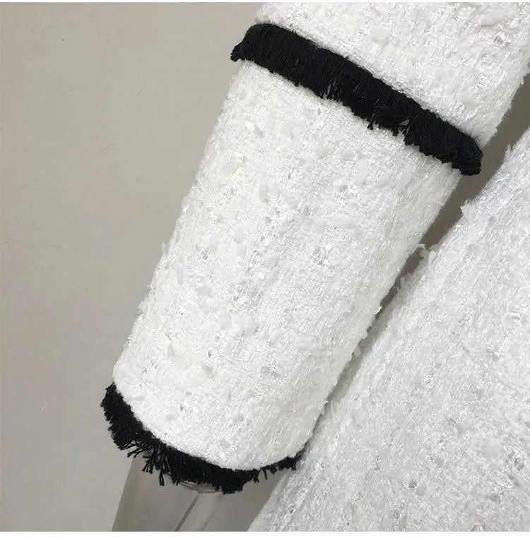 White Tweed Blazer Women - Formal-Business - Plain-Solid - Tweed Blazer - LeStyleParfait