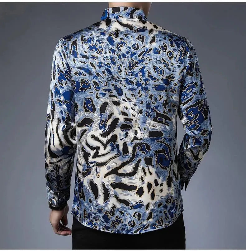 Wild Print Satin Silk Shirt For Men - Silk Shirt - LeStyleParfait