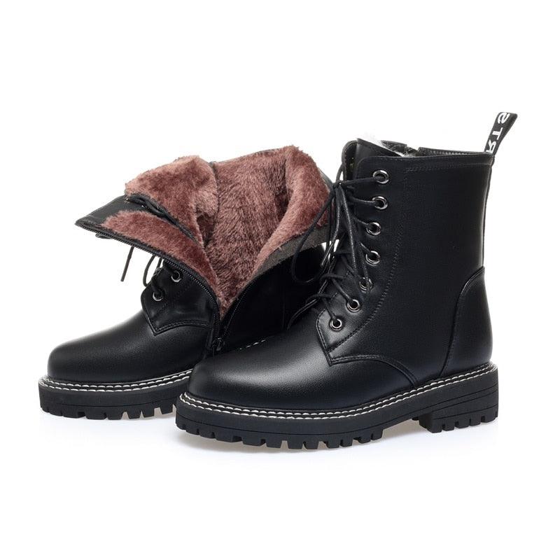 Winter Lace-Up Leather Boots - Shoes - LeStyleParfait Kenya
