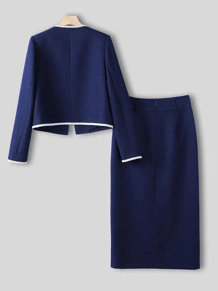 Winter Women Skirt Suit, Long With Front Slit - Skirt Suit - LeStyleParfait