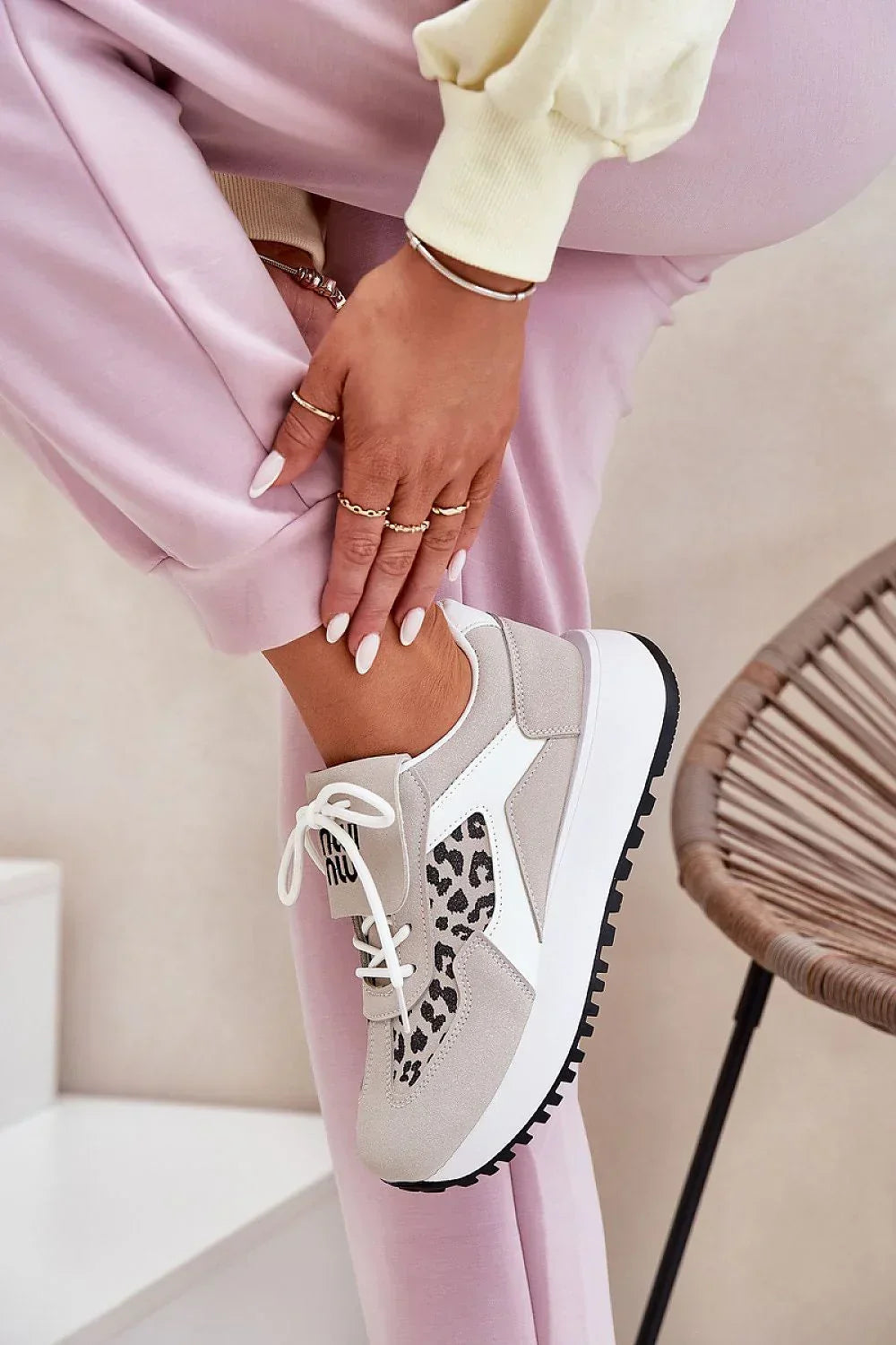 Women Animal Print Chunky Platform Sneakers Streetwear Shoes-women sneakers-LeStyleParfait
