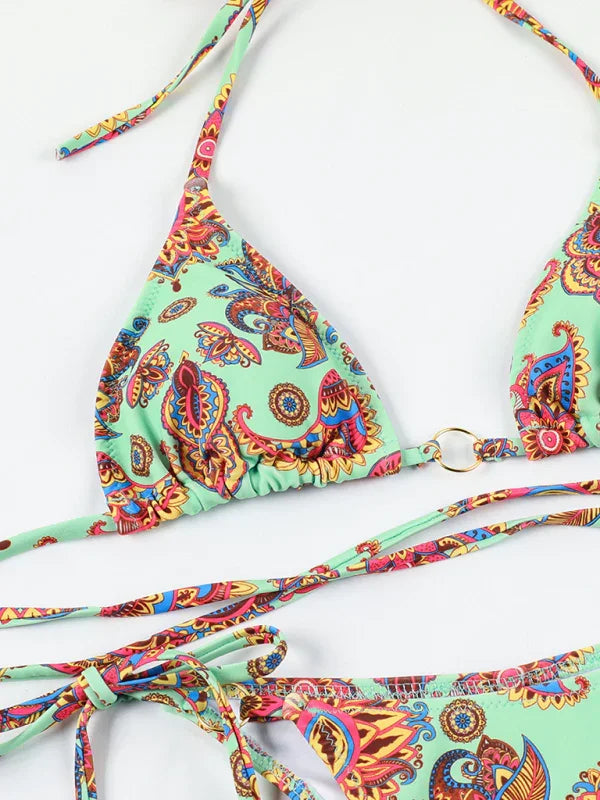 Women Animal Print String Bikini Set