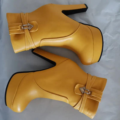 Women Ankle Boots - Platform Shoes - Buckle High Heels - Ankle Boots - LeStyleParfait Kenya