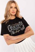 Women Applique Crew Neck Casual Tshirt-Women T-Shirt-LeStyleParfait