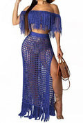 Women Black Crochet Skirted Bikini Cover Up