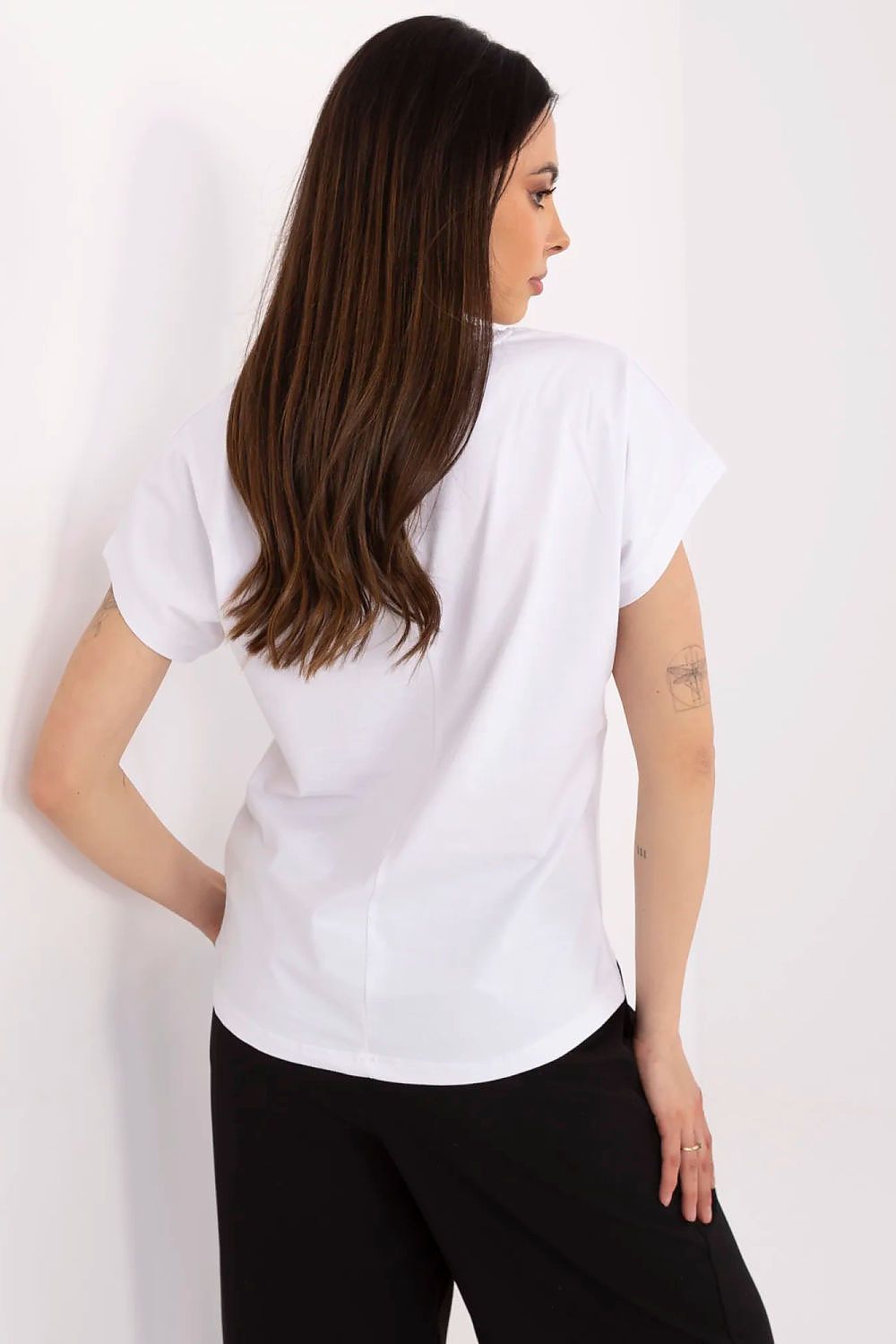 Women Black Graphic V Neck Tshirt-Women T-Shirt-LeStyleParfait