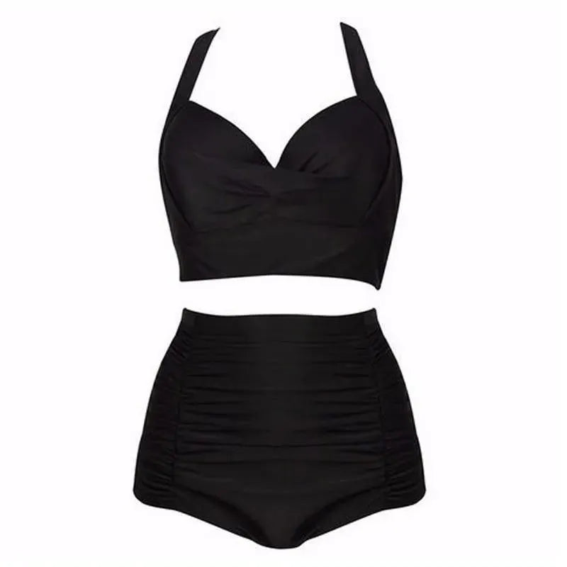 Women Black Push Up High Waisted Bikini Set fashion image